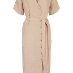 Asymmetrical Button-Down Wrapped Midi Dress