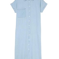 Chambray Button-Up Midi Dress